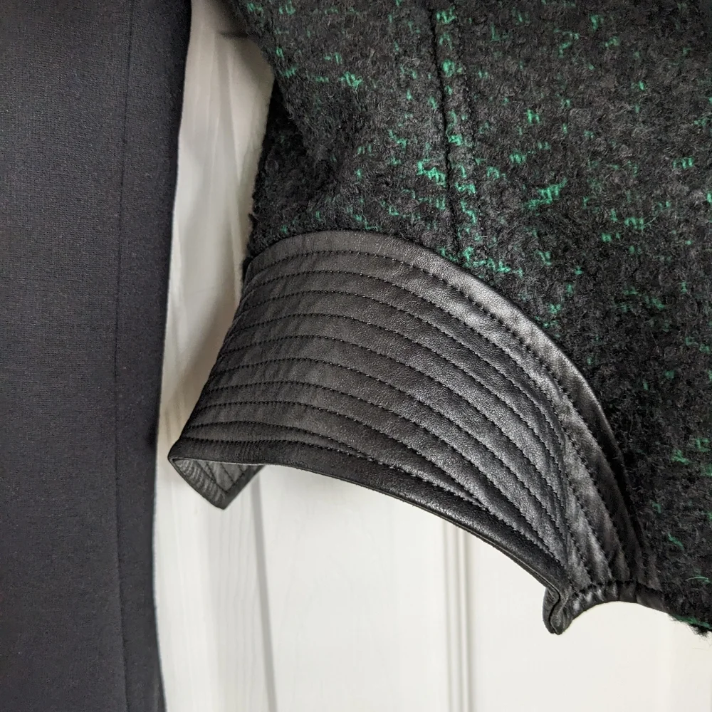 Elie Tahari Francis leather and tweed jacket - Picture 5 of 12